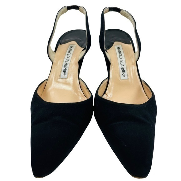 MANOLO BLAHNIK Carolyne Slingback Black | Size 35.5 | Black Fabric | EUC - Picture 9 of 14